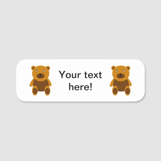 Bruine teddybeer clipart naamplaatje (Voorkant)