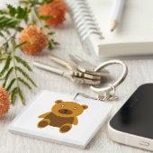 Bruine teddybeer clipart sleutelhanger (Voorkant Rechts)