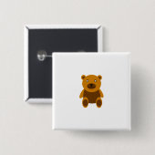 Bruine teddybeer clipart vierkante button 5,1 cm (Voorkant /achterkant)