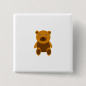 Bruine teddybeer clipart vierkante button 5,1 cm (Voorkant)
