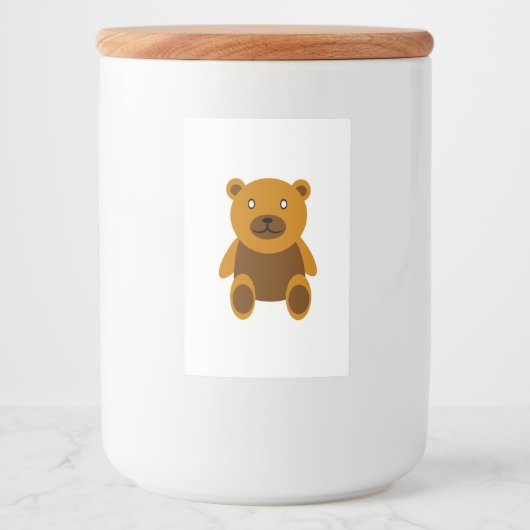 Bruine teddybeer clipart voedselcontainer etiket (Voorkant)