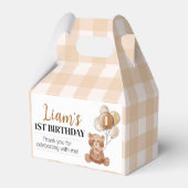 Bruine Teddybeer Eerste Verjaardagsfeestgunst Box Bedankdoosjes (Achterkant)