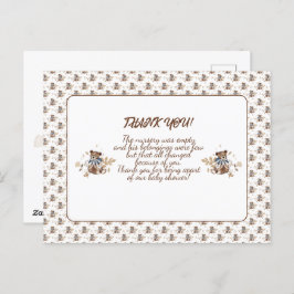Bruine teddybeer Het is een jongen! Bedankkaart Briefkaart