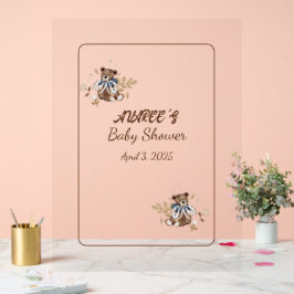 Bruine teddybeer Het is een jongen! Douche servett Acryl Bord