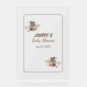 Bruine teddybeer, het is een jongen! douchebak acryl bord (Voorkant)