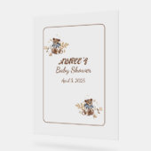 Bruine teddybeer, het is een jongen! douchebak acryl bord (Hoek)