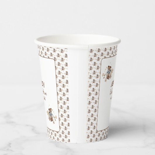 Bruine teddybeer, het is een jongen! douchebak papieren bekers (Rechts)