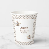 Bruine teddybeer, het is een jongen! douchebak papieren bekers (Voorkant)