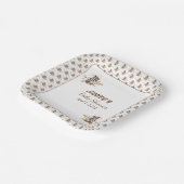 Bruine teddybeer, het is een jongen! douchebak papieren bordje (Gebogen)