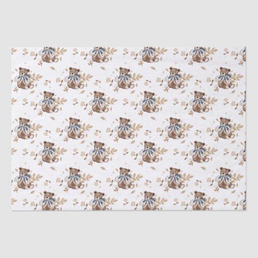 Bruine teddybeer, het is een jongen! douchebak tissuepapier (Voorkant)