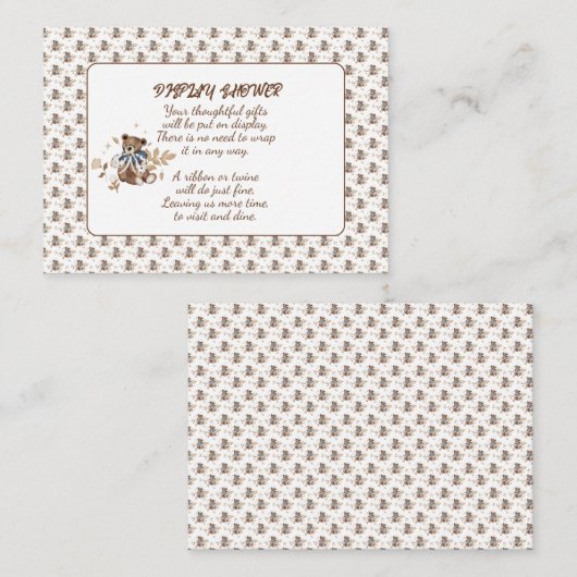 Bruine teddybeer, het is een jongen! douchen informatiekaartje (Voorkant / Achterkant)