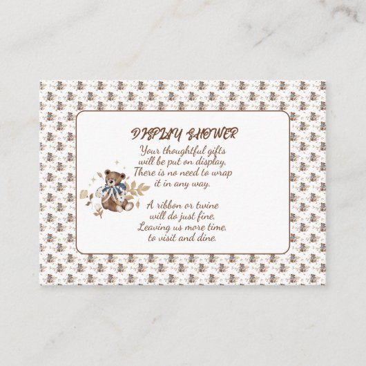 Bruine teddybeer, het is een jongen! douchen informatiekaartje (Voorkant)