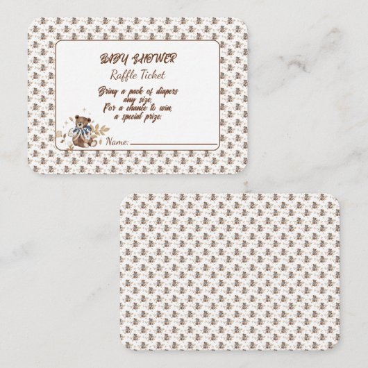 Bruine teddybeer, het is een jongen! douchen informatiekaartje (Voorkant / Achterkant)