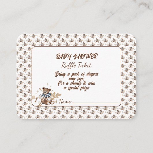 Bruine teddybeer, het is een jongen! douchen informatiekaartje (Voorkant)