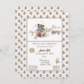 Bruine teddybeer, het is een jongen! douchen kaart (Voorkant / Achterkant)