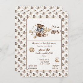 Bruine teddybeer, het is een jongen! douchen kaart