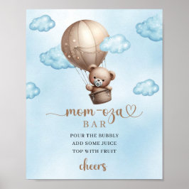 Bruine teddybeer hete luchtballon Mom-osa barteken Poster