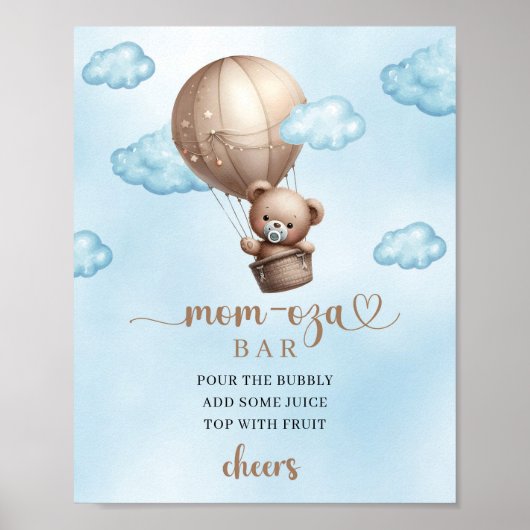 Bruine teddybeer hete luchtballon Mom-osa barteken Poster (Voorkant)
