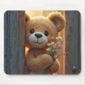 Bruine teddybeer met een wildflower boeket muismat (Voorkant)
