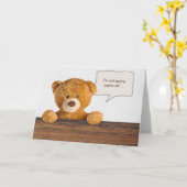 bruine teddybeer met humor verjaardagszeepbel kaart (Gele Bloem)