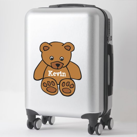 bruine teddybeer op maat sticker (Koffer)