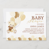 Bruine teddybeer uitnodiging teddyBaby shower (Voorkant)