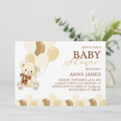 Bruine teddybeer uitnodiging teddyBaby shower (Staand voorkant)