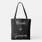 Bruine tekst van de bruine bruidsbruin tote bag (Achterkant)