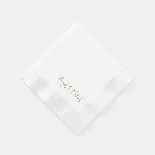 Bruine tekst Witte bruiloft cocktail Servet (Hoek)