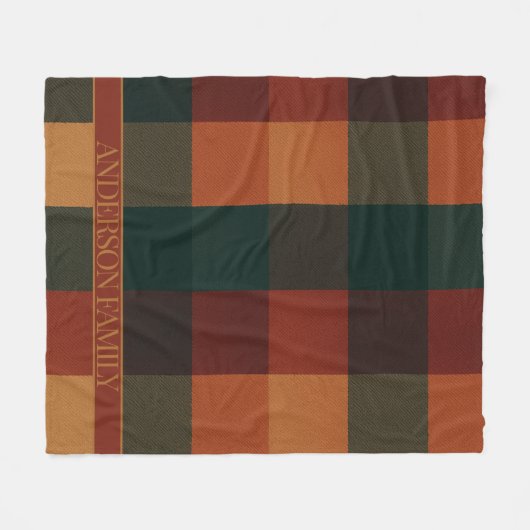 Bruine Terracotta Buffalo Plaid Geruit Fleece Deken (Voorkant (Horizontaal))