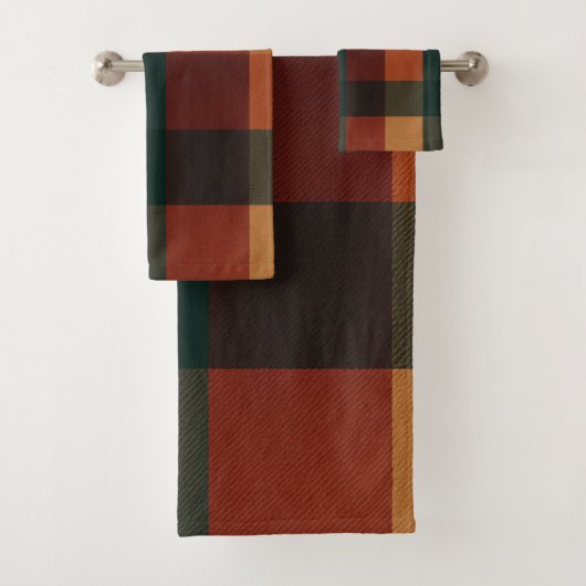 Bruine Terracotta Buffalo Plaid Vakantie Bad Handdoek (Insitu)