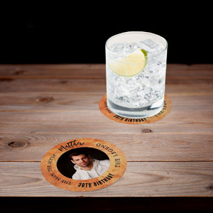 Bruine terracotta foto man mythe legende verjaarda ronde kartonnen onderzetter