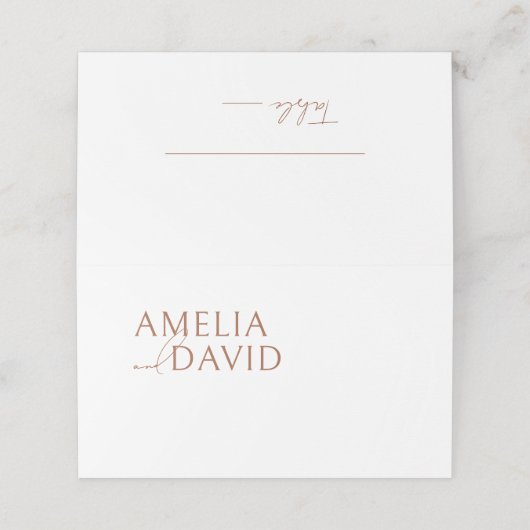 Bruine terracotta minimalistisch elegant plaatskaartje (Buitenkant ongevouwen)