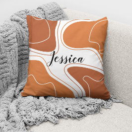 Bruine Terracotta Moderne Abstract Boho Patroon Na Kussen