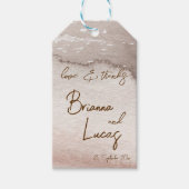 Bruine terracotta waterverf bruiloft monogrammed cadeaulabel (Voorkant)