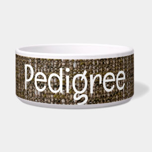 Bruine Textiel Pet Bowl met PEDIGREE Tekst Voerbakje