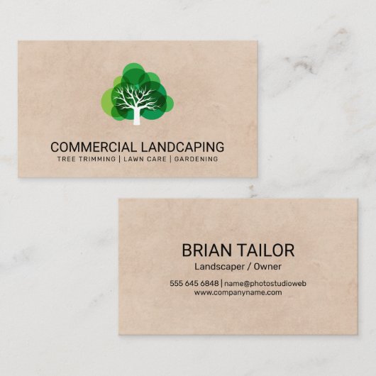 bruine textuur | Boom | tuinieren | landschapsarch Visitekaartje (Voorkant / Achterkant)