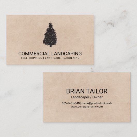 bruine textuur | Boom | tuinieren | landschapsarch Visitekaartje (Voorkant / Achterkant)