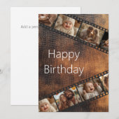 Bruine textuur filmstrook foto verjaardagskaart kaart (Voorkant / Achterkant)