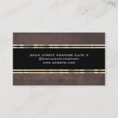 Bruine textuur gouden metalen trim visitekaartje (Achterkant)