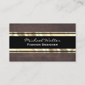 Bruine textuur gouden metalen trim visitekaartje (Voorkant)