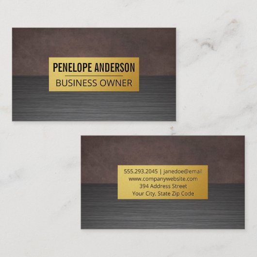Bruine textuur | Metaaltextuur Visitekaartje (Voorkant / Achterkant)
