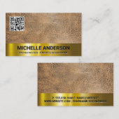 Bruine textuur | QR-code voor goudmetaaltrim Visitekaartje (Voorkant / Achterkant)