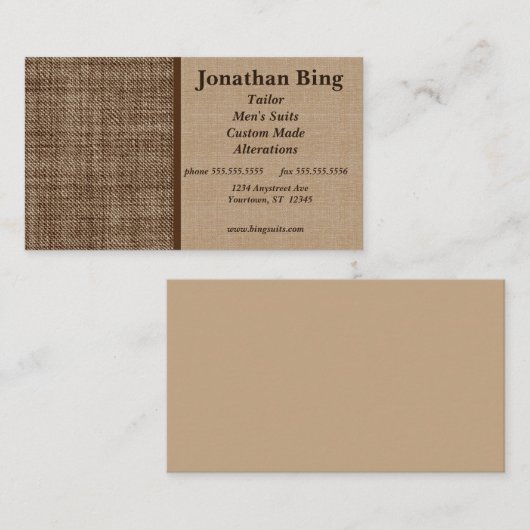 Bruine Textuur Tailor Visitekaartje (Voorkant / Achterkant)