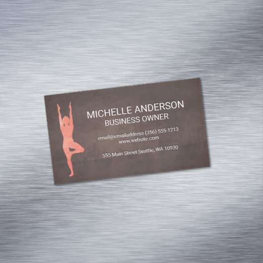 Bruine textuur | Yoga Magnetisch Visitekaartje (Voorbeeld)