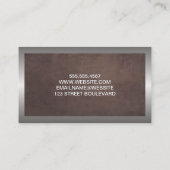 Bruine textuur | Zilveren frame metaalachtig Visitekaartje (Achterkant)