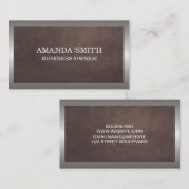 Bruine textuur | Zilveren frame metaalachtig Visitekaartje (Voorkant / Achterkant)
