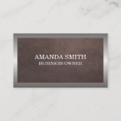 Bruine textuur | Zilveren frame metaalachtig Visitekaartje (Voorkant)