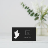 Bruine thuisservice zwarte witte duif QR-code Visitekaartje (Staand voorkant)