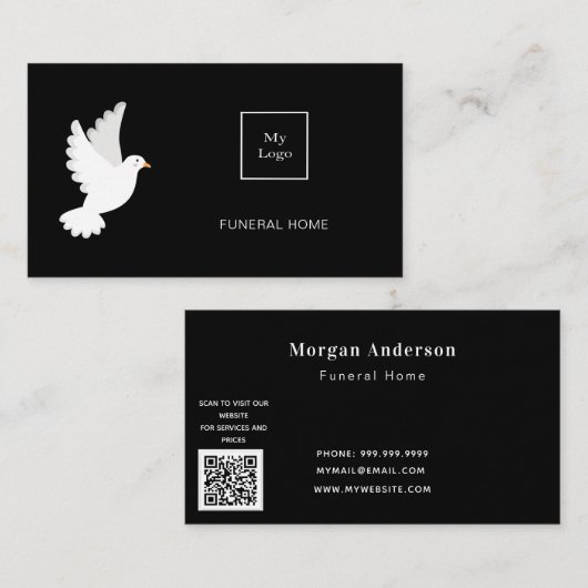 Bruine thuisservice zwarte witte duif QR-code Visitekaartje (Voorkant / Achterkant)